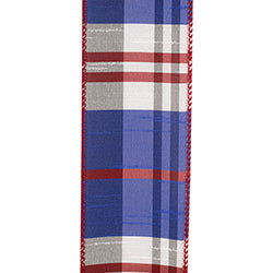 PLAID AMERICANA DUPIONI WIRED RIBBON