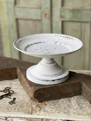 Cream Distressed Pedestal Plate