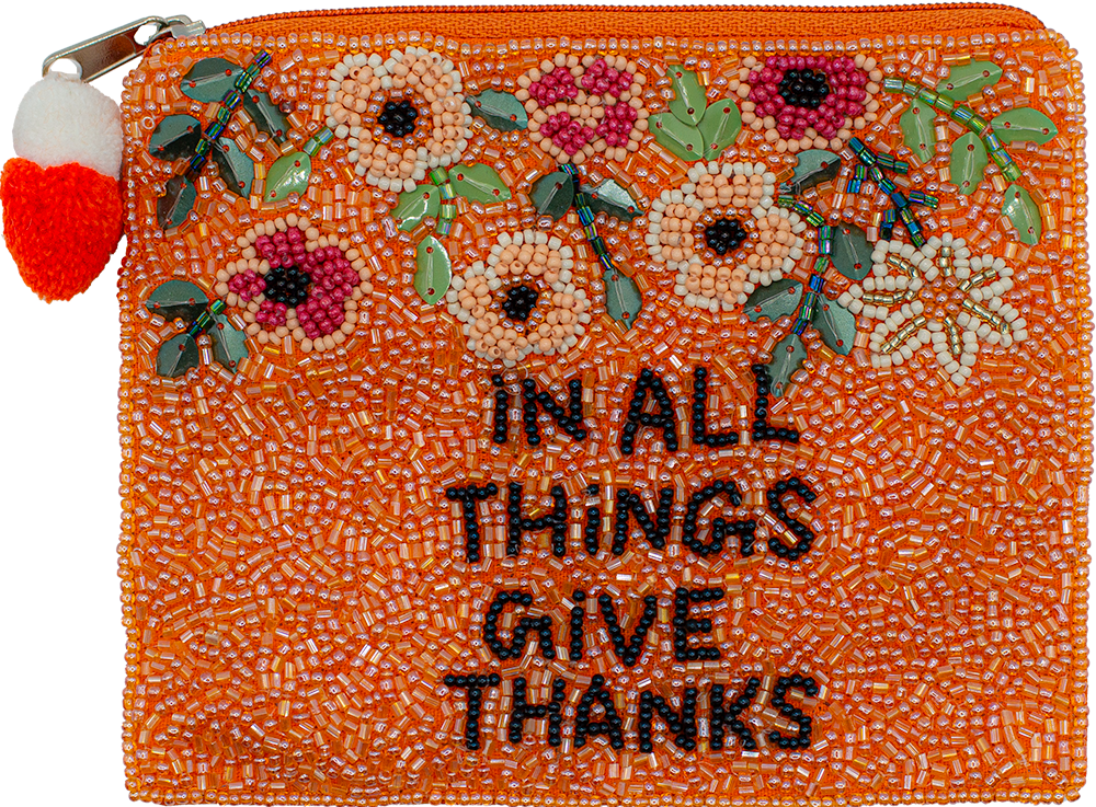 Give Thanks Beaded Coin Pouch