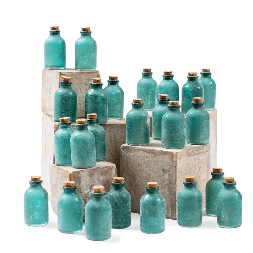 Frosted Green Mini Bottle w/ Cork