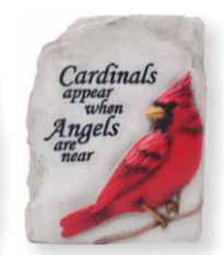 Cardinals Appear Garden Statue
