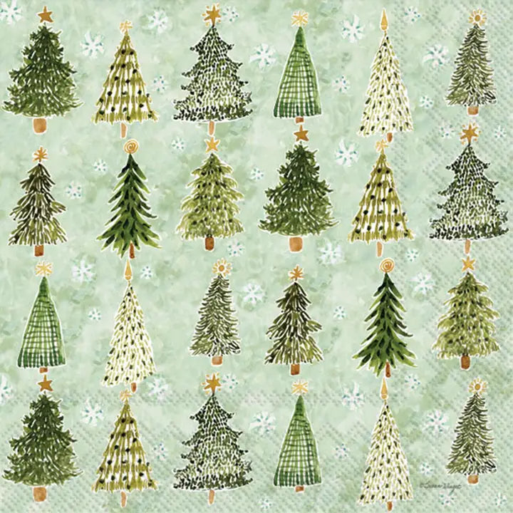 Paper Cocktail Napkins 20 Ct Christmas Tree Pattern