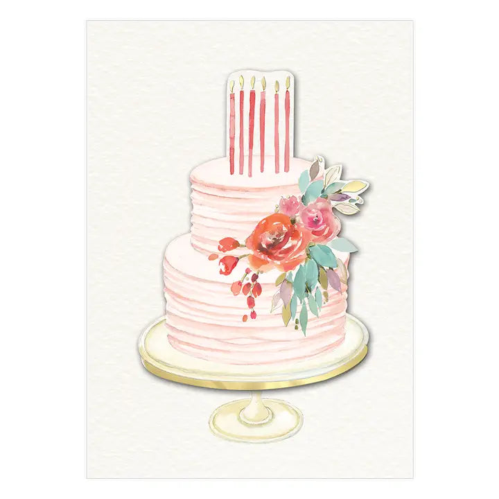 Greeting Card -Happy Birthday Pink Cake