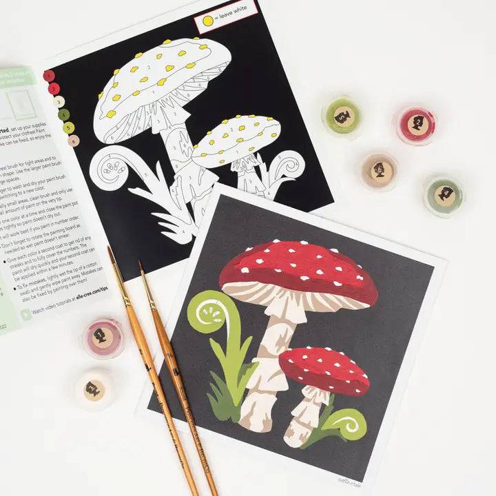Fly Agaric Mushrooms Mini Paint by Number Kit