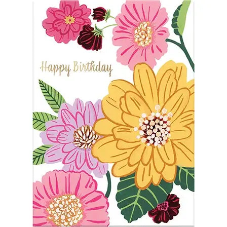 Greeting Card Happy Birthday Graphic Flowers
