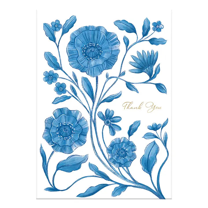 Greeting Card Thank You Blue Floral