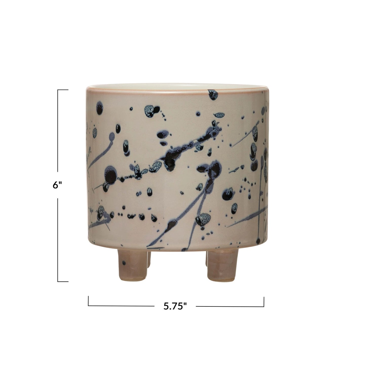 Stoneware Footed Planter with Splatter Design