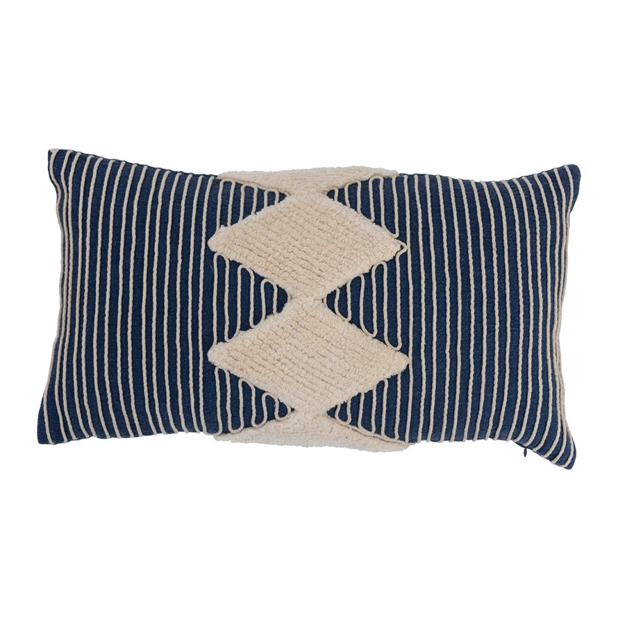Cotton Lumbar Pillow w/ Rope Stripes
