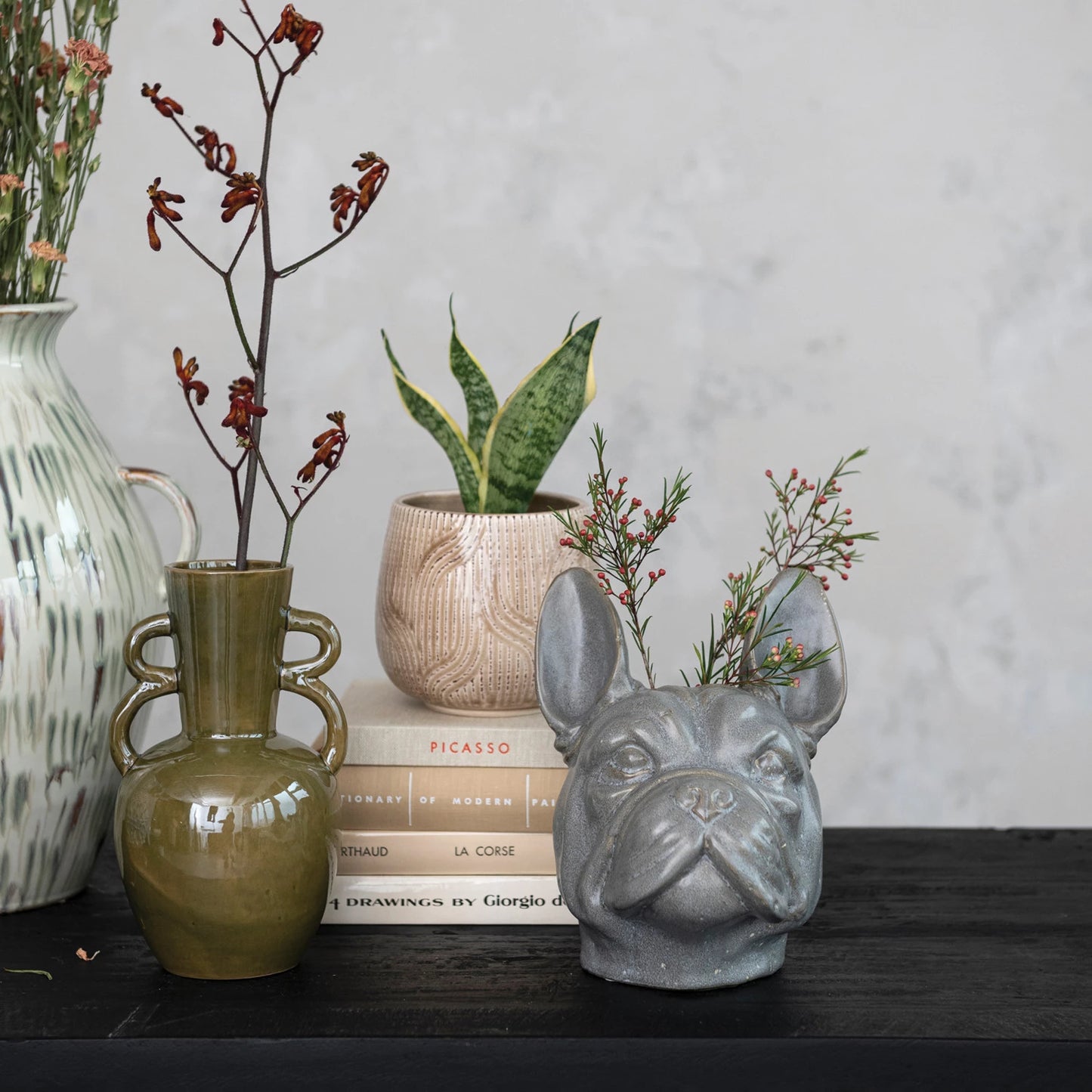 French Bulldog Head Vase