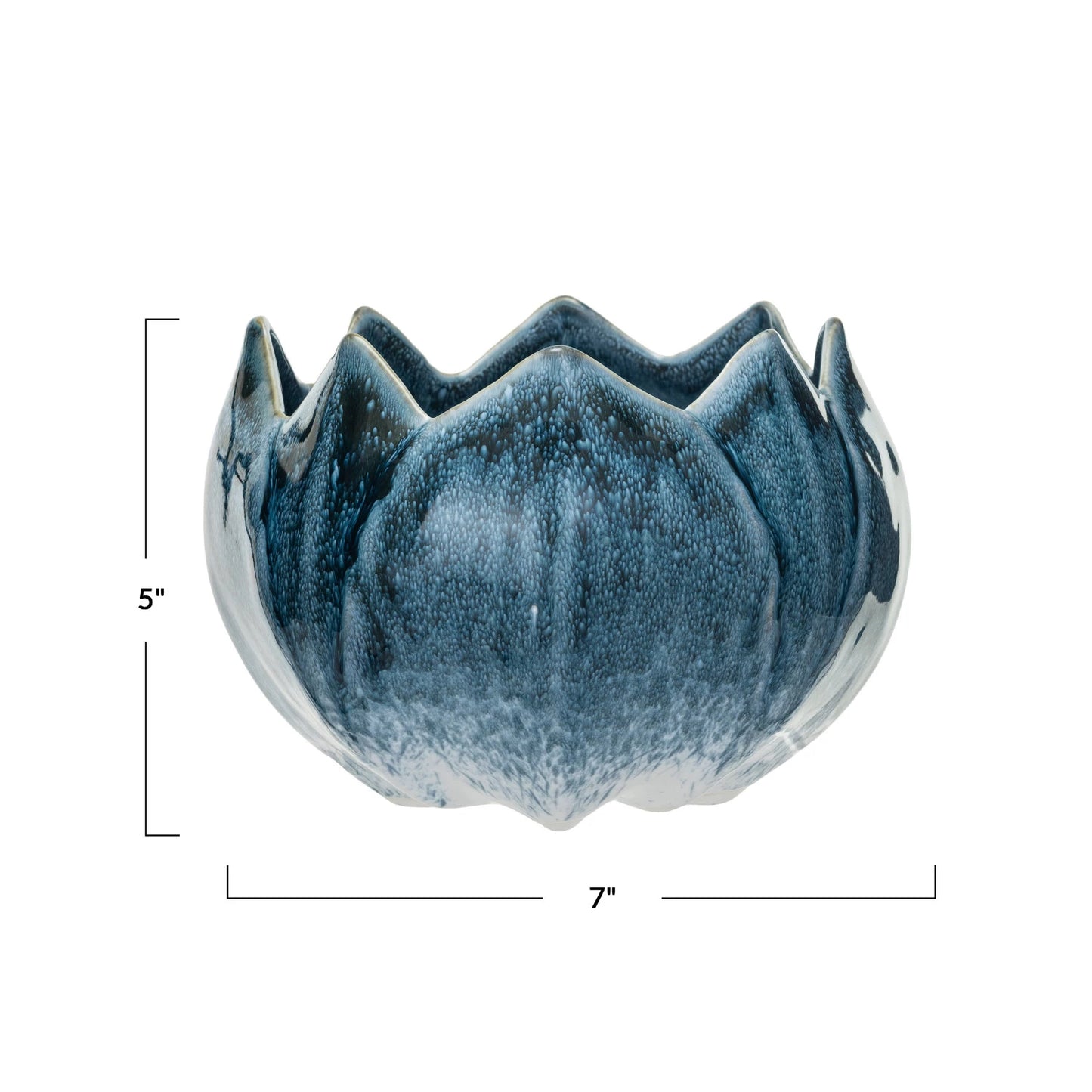 Navy Stoneware Flower Shaped Planter