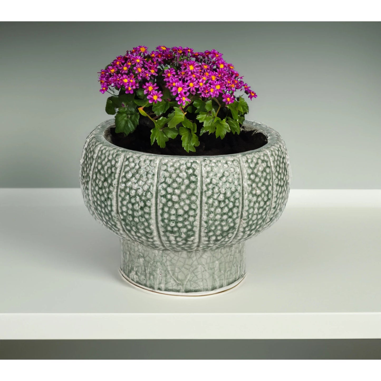 Embossed Terra-cotta Footed Vase/Planter