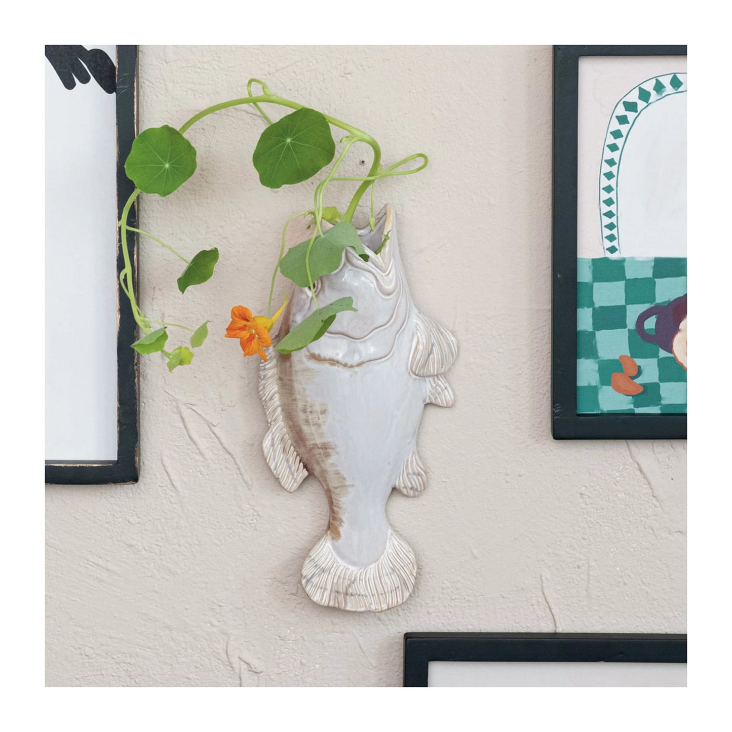 Stoneware Fish Wall Vase