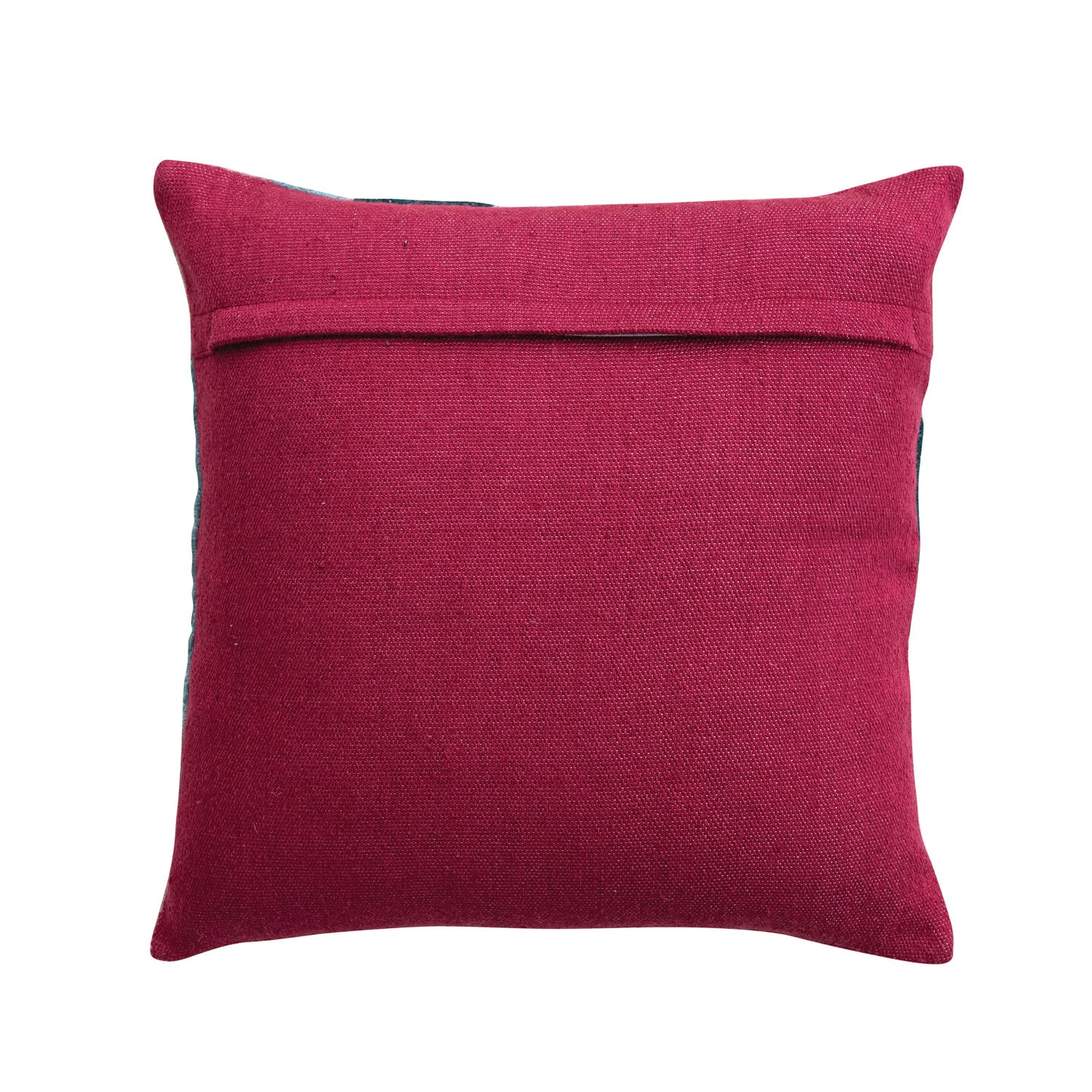 20" Square Hand-Woven Fabric Indoor/Outdoor Pillow with Embroidery