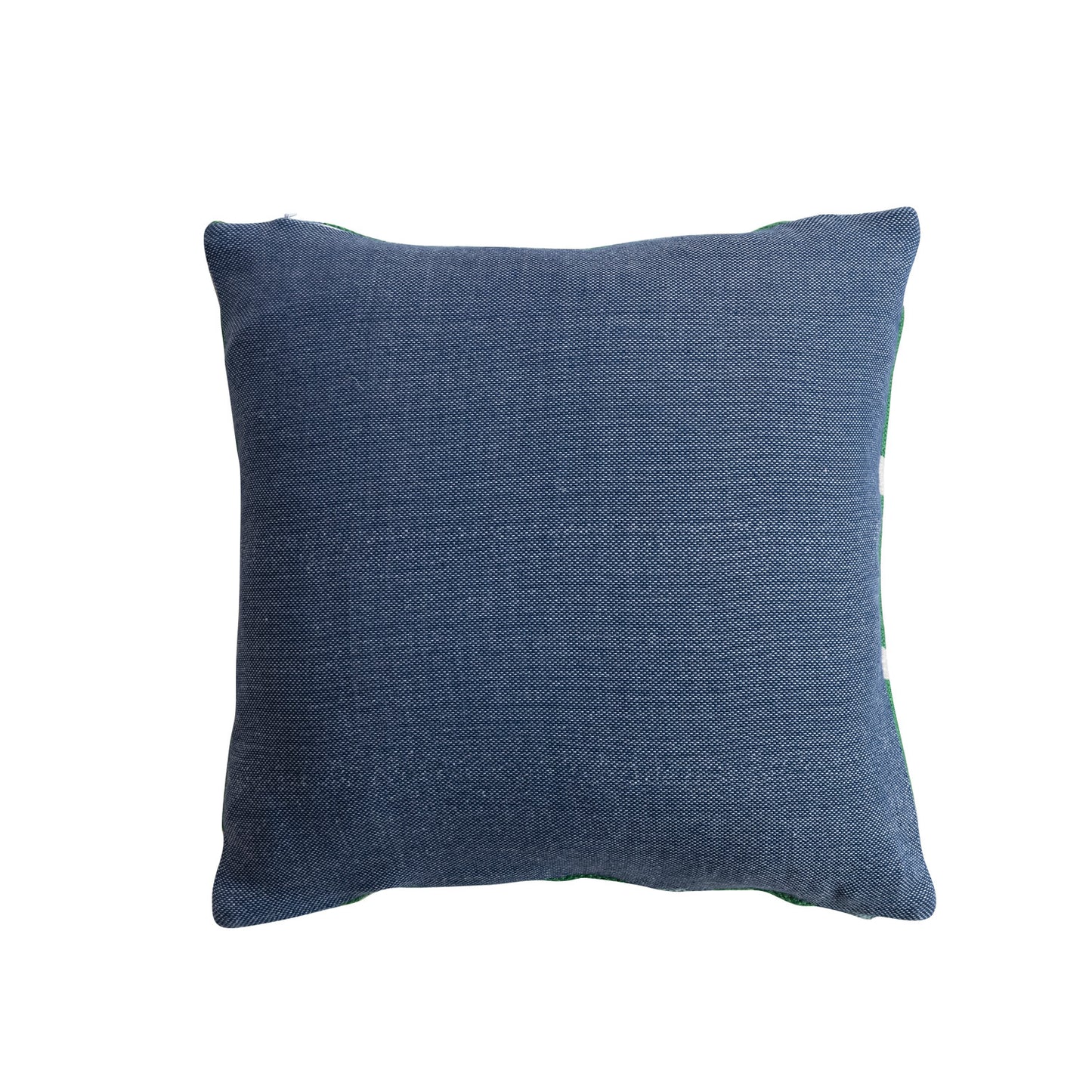 18" Square Woven Fabric Pillow with Embroidery & Plaid Pattern