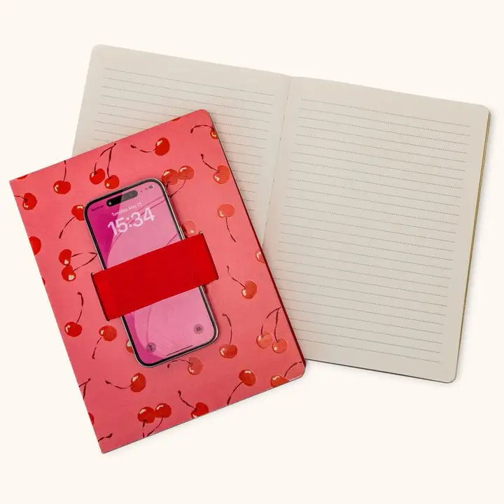 Fresh-Picked Cherries Casey Notebook with Phone Loop