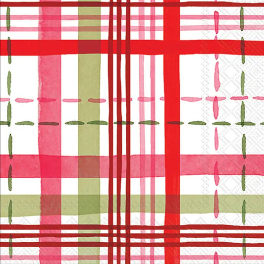 Paper Lunch Napkins 20/pack Merry Berry Plaid Christmas