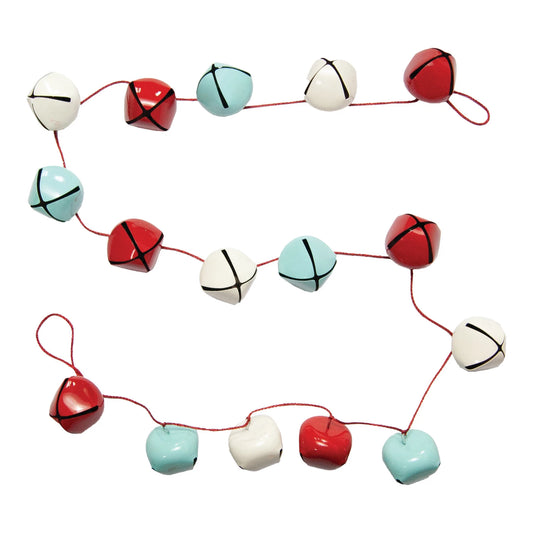 72"L x 2"H Metal Jingle Bell Garland, Red, Blue & White