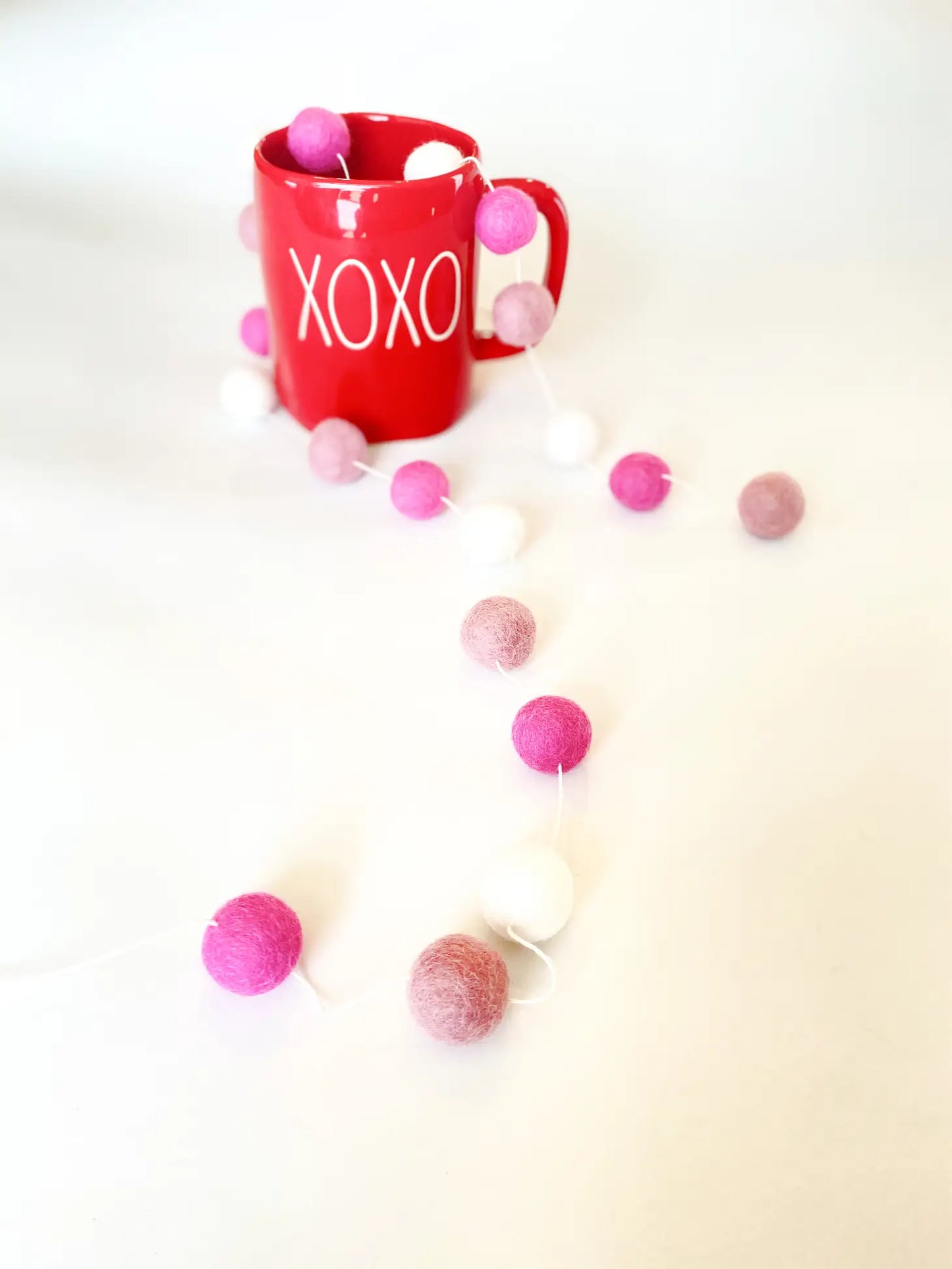 Blushing Wool Felt Ball Garland