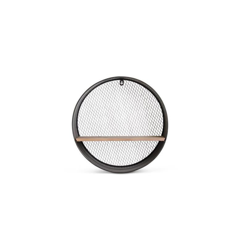 Round Punched Shelf in Dark Metal