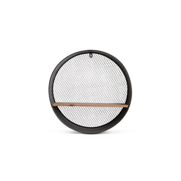 Round Punched Shelf in Dark Metal