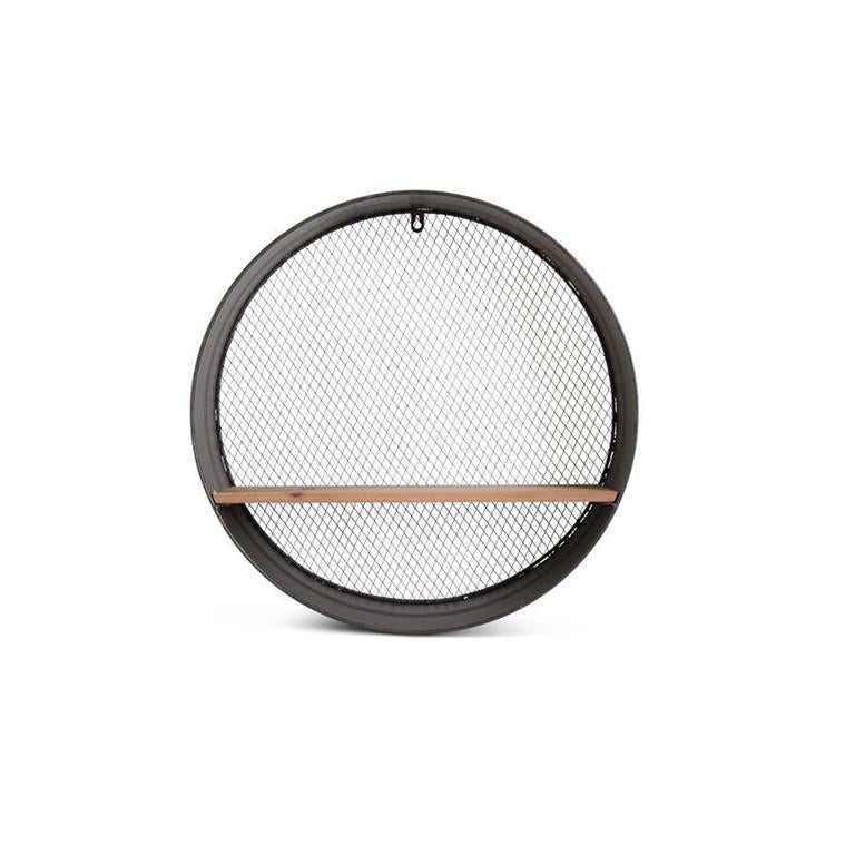 Round Punched Shelf in Dark Metal
