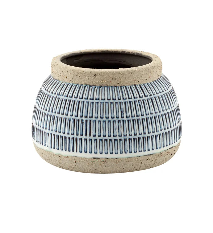 Blue/White Stitch Pattern Planter
