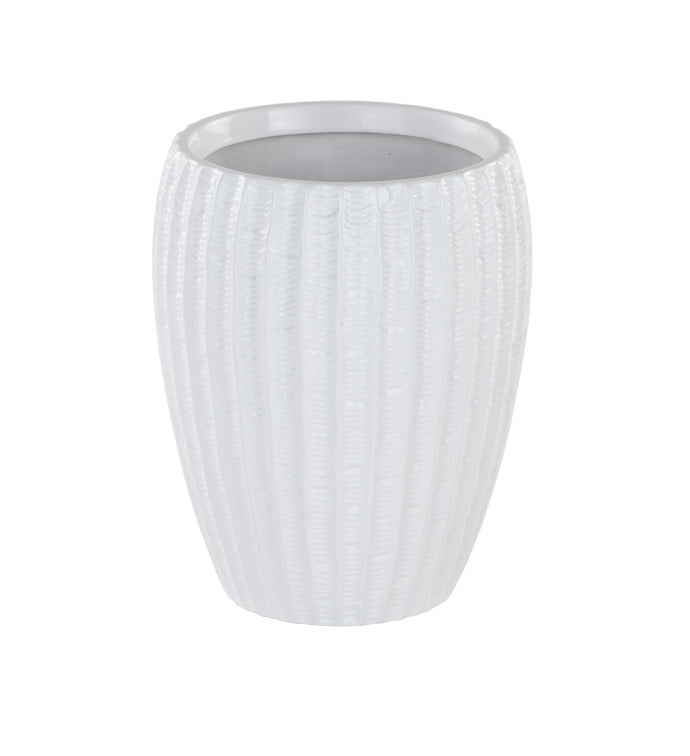White Ribbed Vase