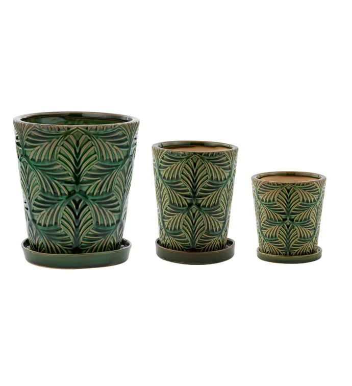 Green Leaf Planter w/ Saucer