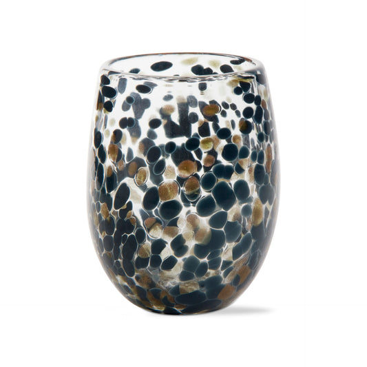 Confetti Stemless Wine Glass in Blue Denim