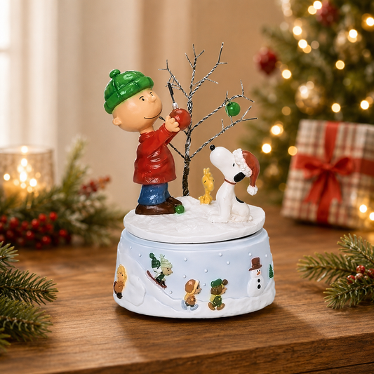 6.25"H MUSICAL CHARLIE BROWN SNOOPY AND WOODSTOCK WINDUP