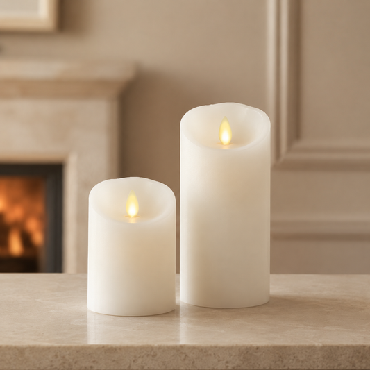 White Wax Luminara Indoor Color Changing Pillar Candles