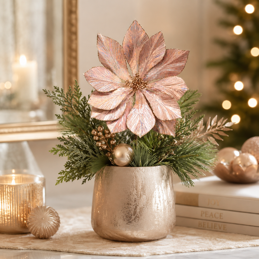 Rose Gold Glitter Poinsettia