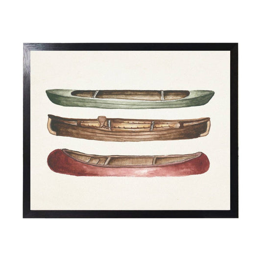 Watercolor Camping Canoes
