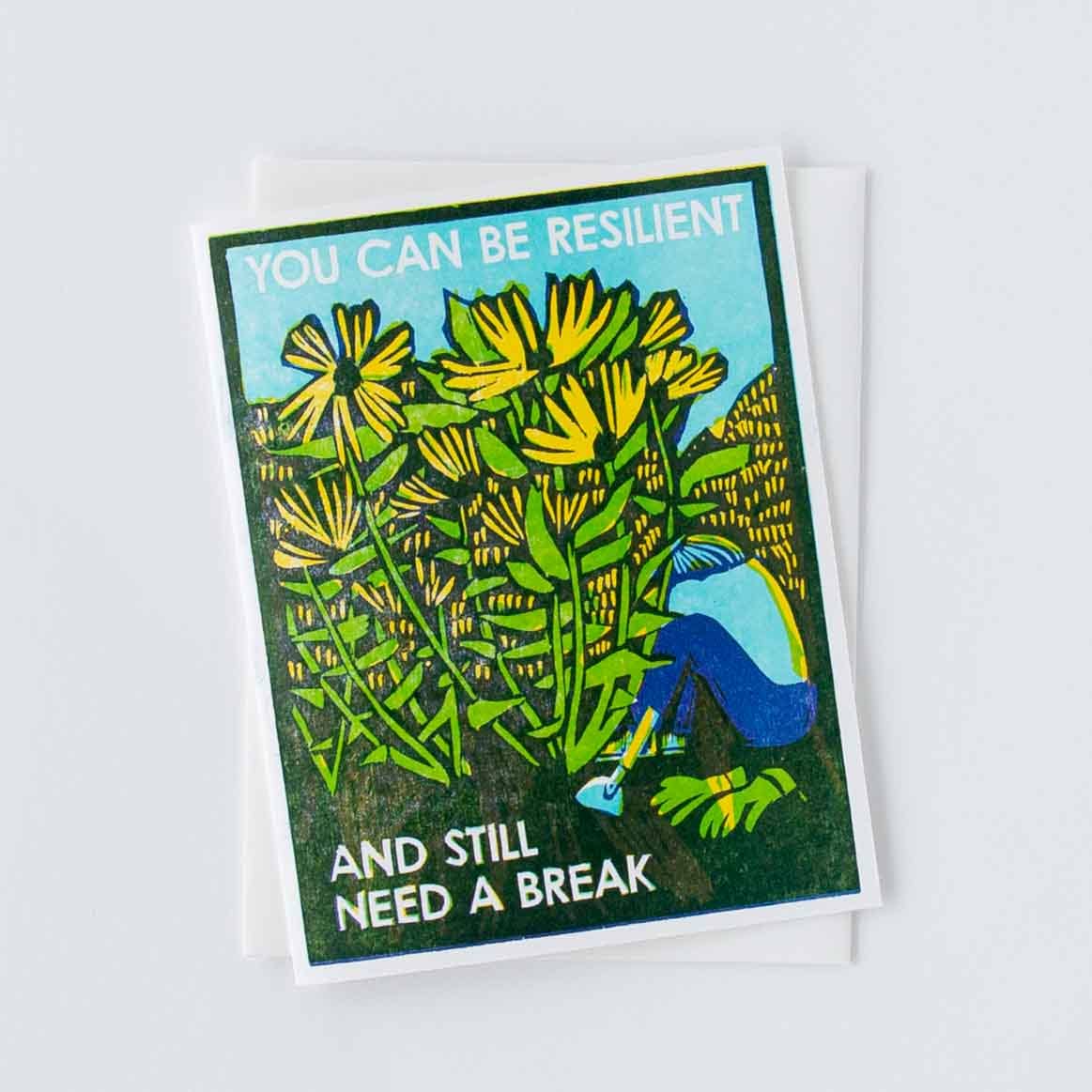 Resilient and Resting Letterpress Encouragement Card