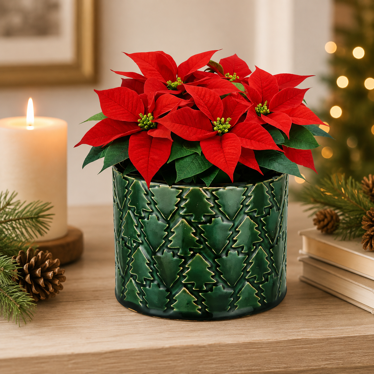 Embossed Christmas Tree Design Planter