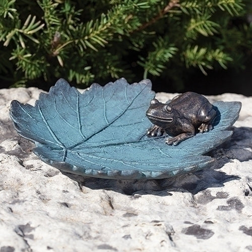 Frog On Leaf Birdbath