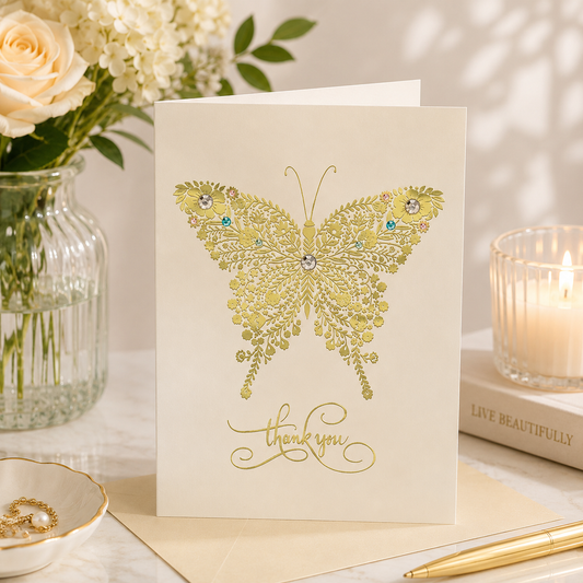 Greeting Card -Thank You Golden Butterfly
