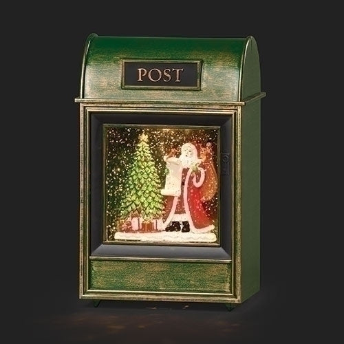 Lighted Swirl Mailbox Santa Snow Globe