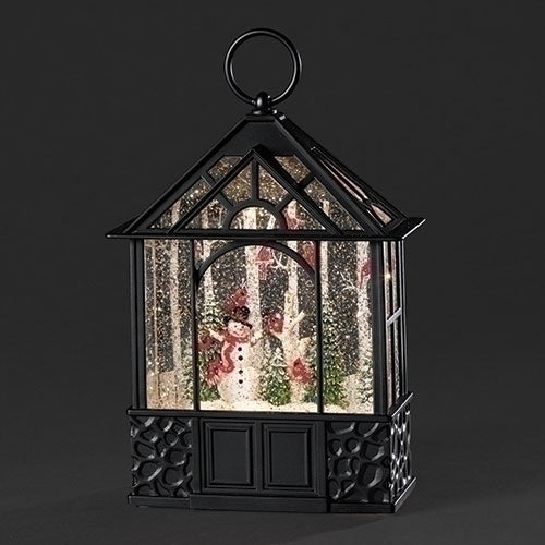 Lighted Gazebo, Cardinal & Snowman Snow Globe