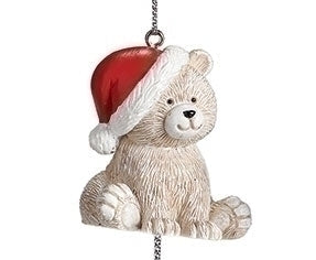 Cream Pudgy Pet Santa Hat Ornament