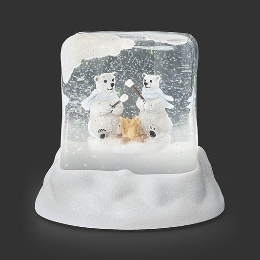 LIGHTED SWIRL POLAR BEARS ROASTING MARSHMELLOWS
