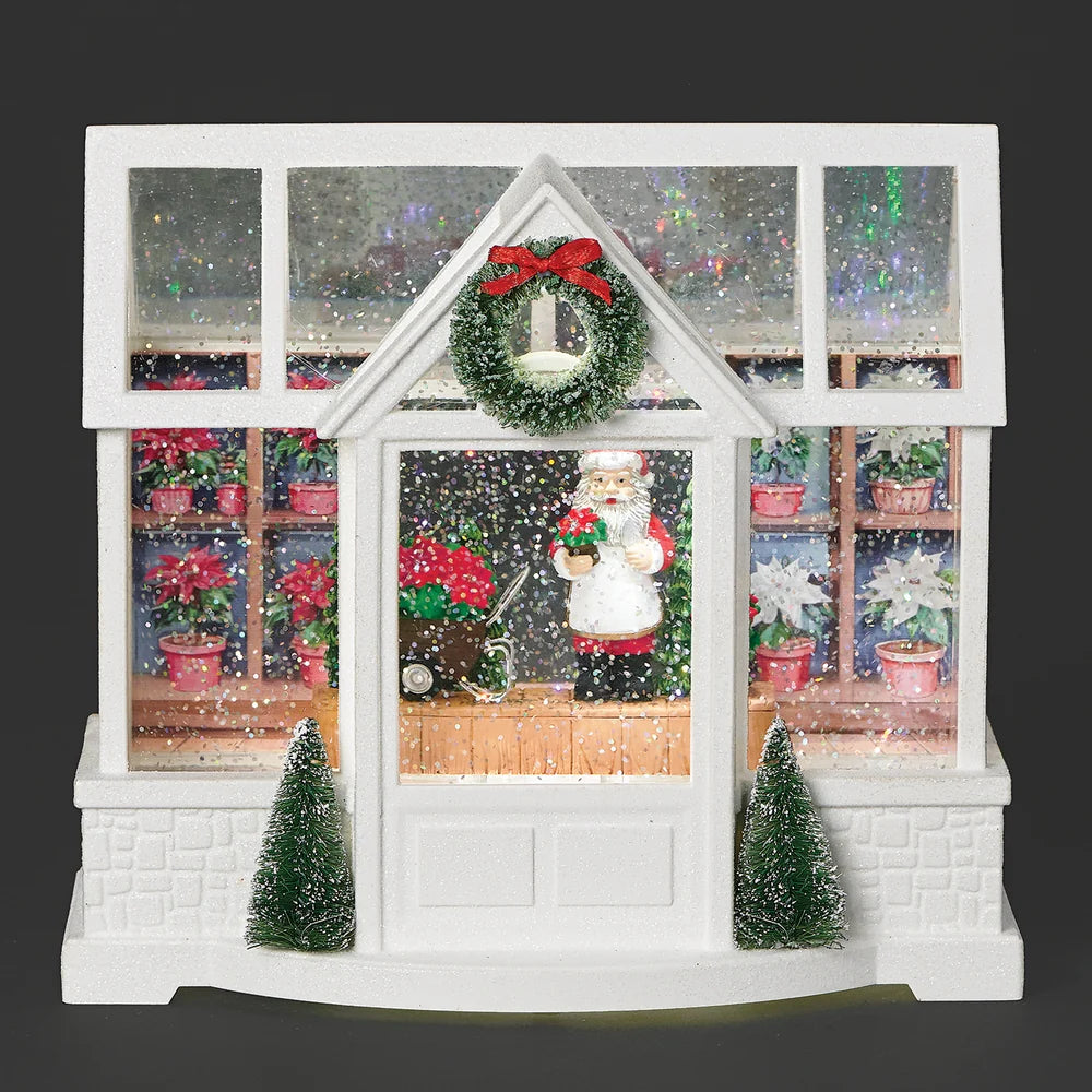 Confetti Lites Lighted Swirl Santa Greenhouse Plant Shop