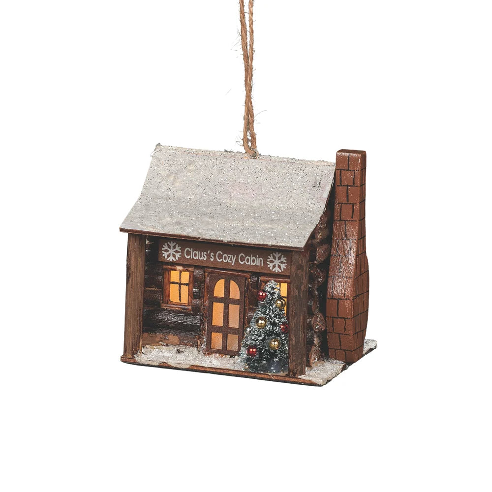 Claus's Cozy Cabin Lighted Ornament