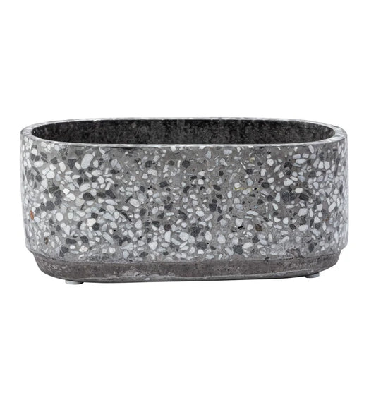 Gray Terrazzo Oval Planter