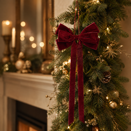 Burgundy Velvet Bow Ornament