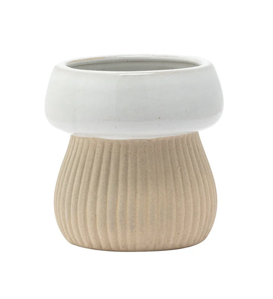 White & Beige Mushroom Vase