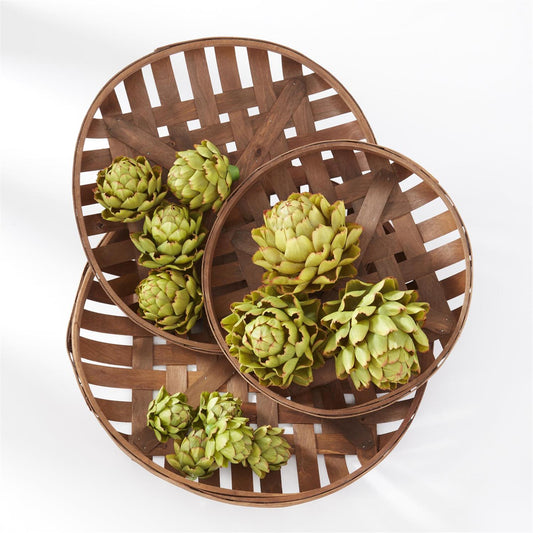 Round Brown Nesting Tray Baskets