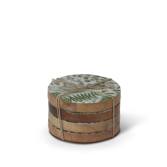 Fern Enameled Wood Coasters Set