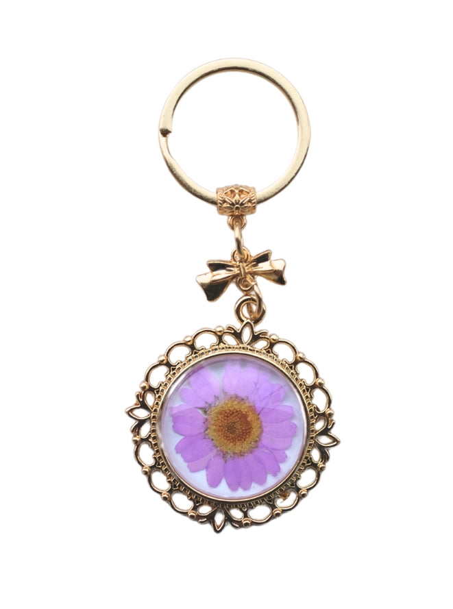 Lacy Pressed Flower Key Chain
