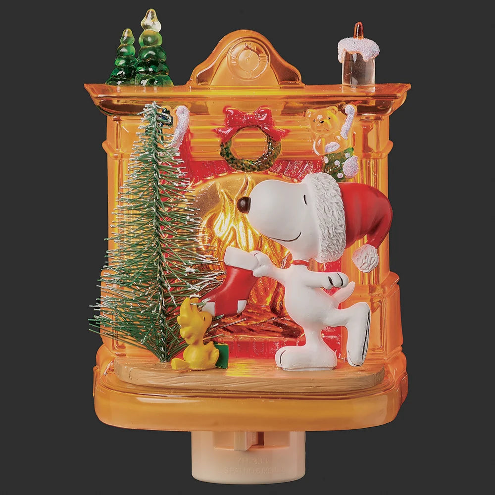 Peanuts Snoopy & Woodstock by the Fireplace Night-Light
